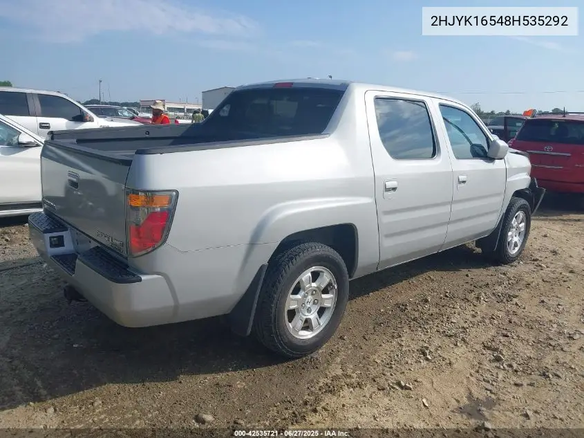 2008 Honda Ridgeline Rtl VIN: 2HJYK16548H535292 Lot: 42535721