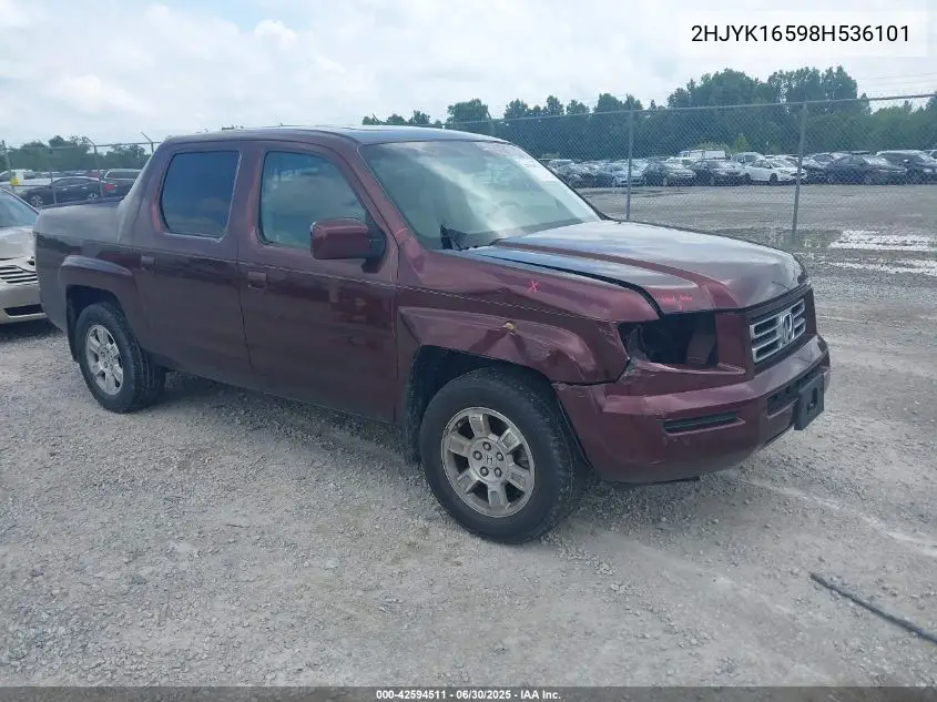 2008 Honda Ridgeline Rtl VIN: 2HJYK16598H536101 Lot: 42594511