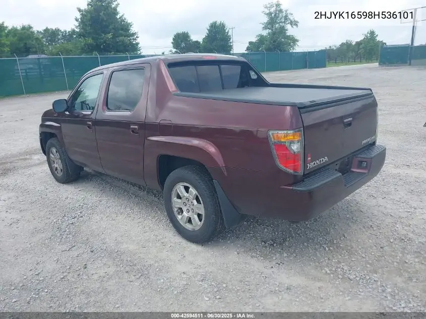 2008 Honda Ridgeline Rtl VIN: 2HJYK16598H536101 Lot: 42594511