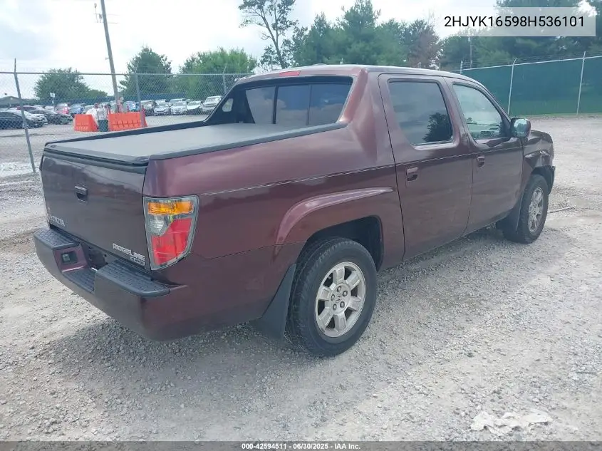 2008 Honda Ridgeline Rtl VIN: 2HJYK16598H536101 Lot: 42594511