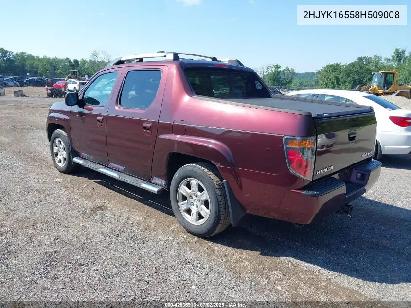 2008 Honda Ridgeline Rtl VIN: 2HJYK16558H509008 Lot: 42635913