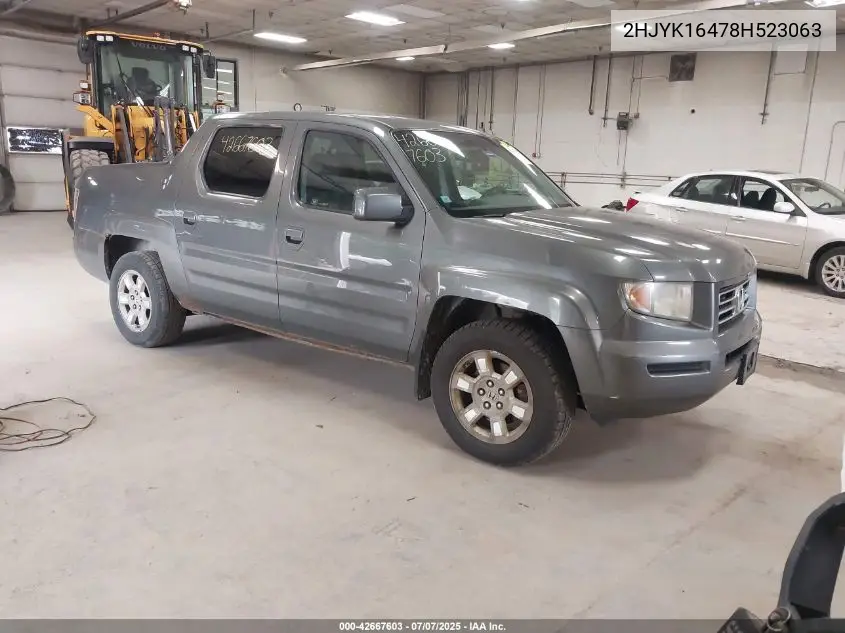 2008 Honda Ridgeline Rts VIN: 2HJYK16478H523063 Lot: 42667603