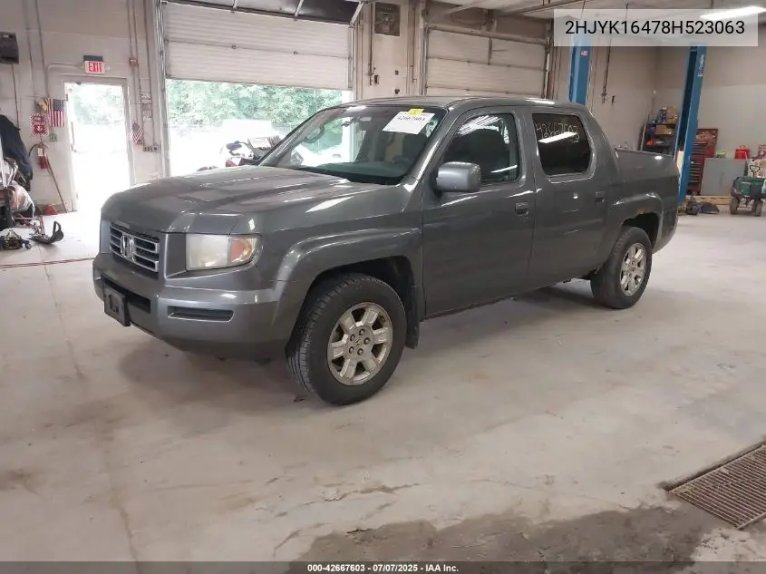 2008 Honda Ridgeline Rts VIN: 2HJYK16478H523063 Lot: 42667603