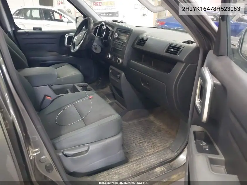2008 Honda Ridgeline Rts VIN: 2HJYK16478H523063 Lot: 42667603