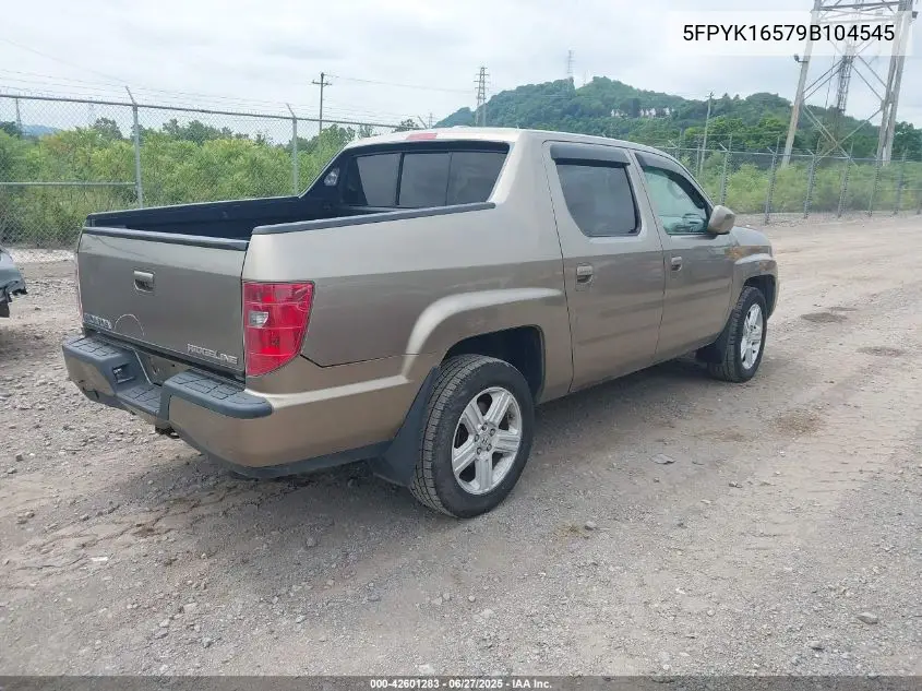 2009 Honda Ridgeline Rtl VIN: 5FPYK16579B104545 Lot: 42601283