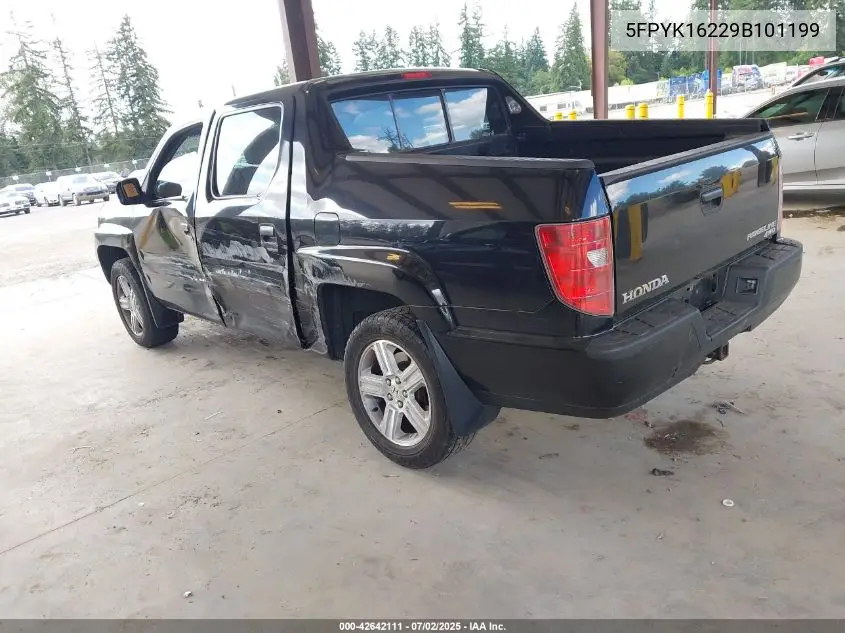 2009 Honda Ridgeline Rt VIN: 5FPYK16229B101199 Lot: 42642111