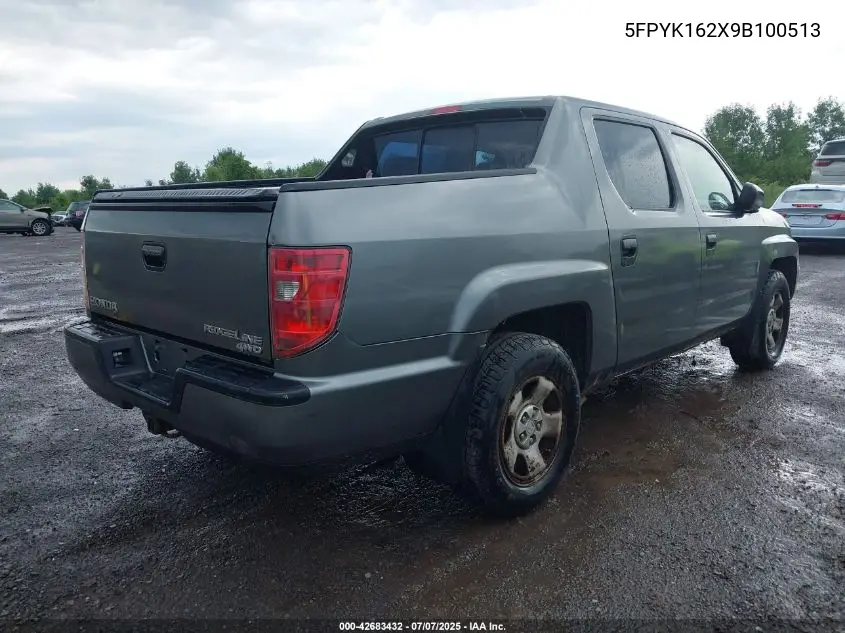 2009 Honda Ridgeline Rt VIN: 5FPYK162X9B100513 Lot: 42683432