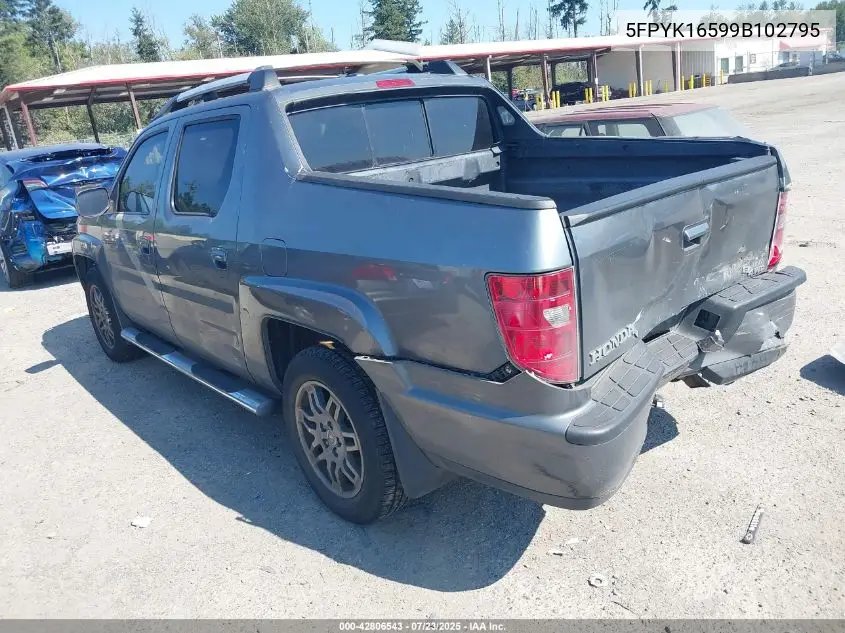 2009 Honda Ridgeline Rtl VIN: 5FPYK16599B102795 Lot: 42806543