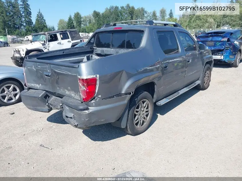 2009 Honda Ridgeline Rtl VIN: 5FPYK16599B102795 Lot: 42806543