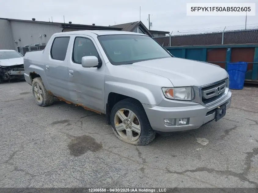 2010 Honda Ridgeline Ex-L/Vp VIN: 5FPYK1F50AB502605 Lot: 12306558X