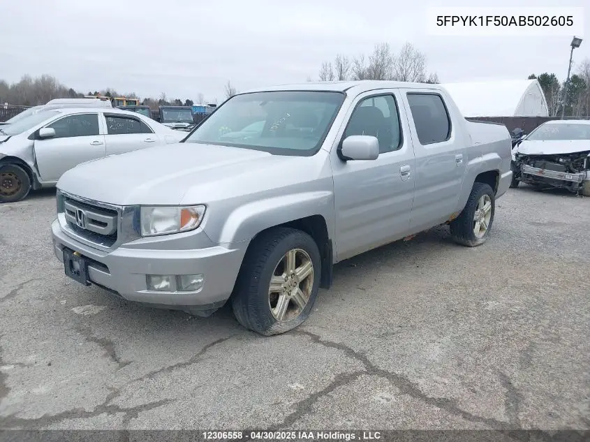 2010 Honda Ridgeline Ex-L/Vp VIN: 5FPYK1F50AB502605 Lot: 12306558X