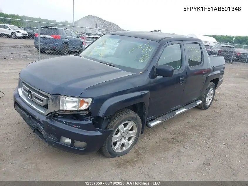 2010 Honda Ridgeline VIN: 5FPYK1F51AB501348 Lot: 12337050