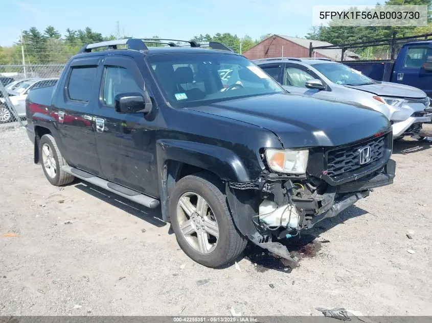 2010 Honda Ridgeline Rtl VIN: 5FPYK1F56AB003730 Lot: 42255351