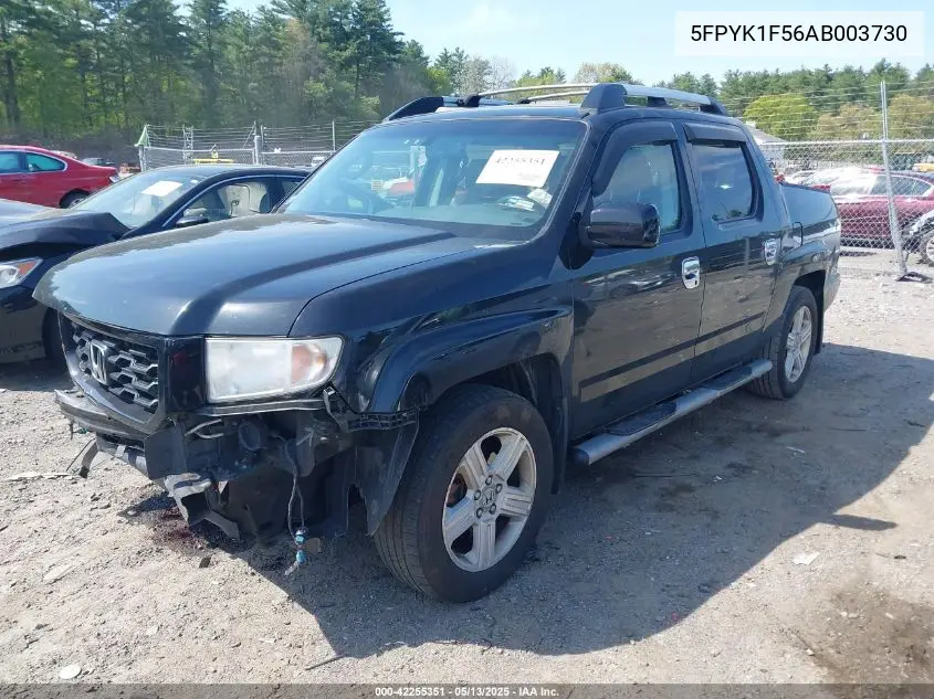 2010 Honda Ridgeline Rtl VIN: 5FPYK1F56AB003730 Lot: 42255351