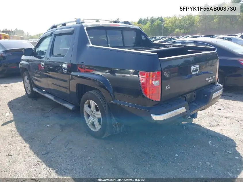 2010 Honda Ridgeline Rtl VIN: 5FPYK1F56AB003730 Lot: 42255351