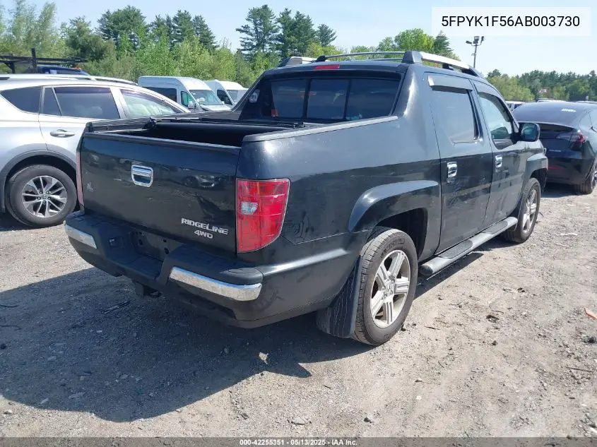 2010 Honda Ridgeline Rtl VIN: 5FPYK1F56AB003730 Lot: 42255351
