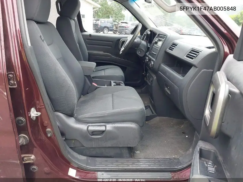 2010 Honda Ridgeline Rts VIN: 5FPYK1F47AB005848 Lot: 42615139