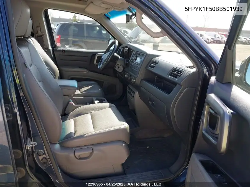 2011 Honda Ridgeline Ex-L/Vp VIN: 5FPYK1F50BB501939 Lot: 12296965