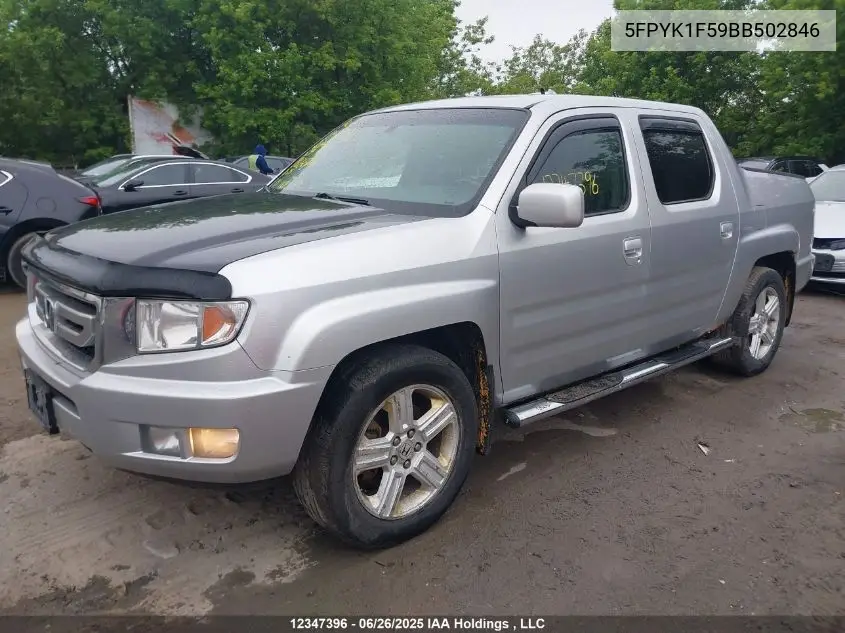 2011 Honda Ridgeline Rtl VIN: 5FPYK1F59BB502846 Lot: 12347396
