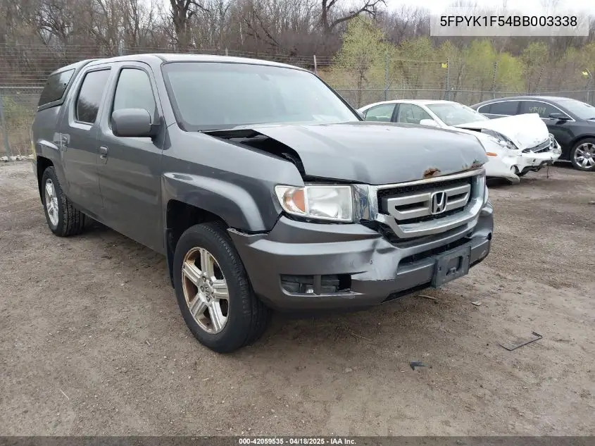 2011 Honda Ridgeline Rtl VIN: 5FPYK1F54BB003338 Lot: 42059535