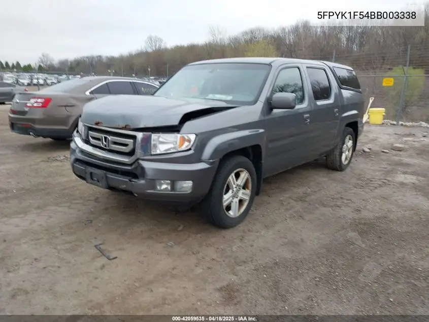 2011 Honda Ridgeline Rtl VIN: 5FPYK1F54BB003338 Lot: 42059535