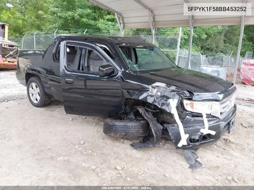 2011 Honda Ridgeline Rtl VIN: 5FPYK1F58BB453252 Lot: 42657609