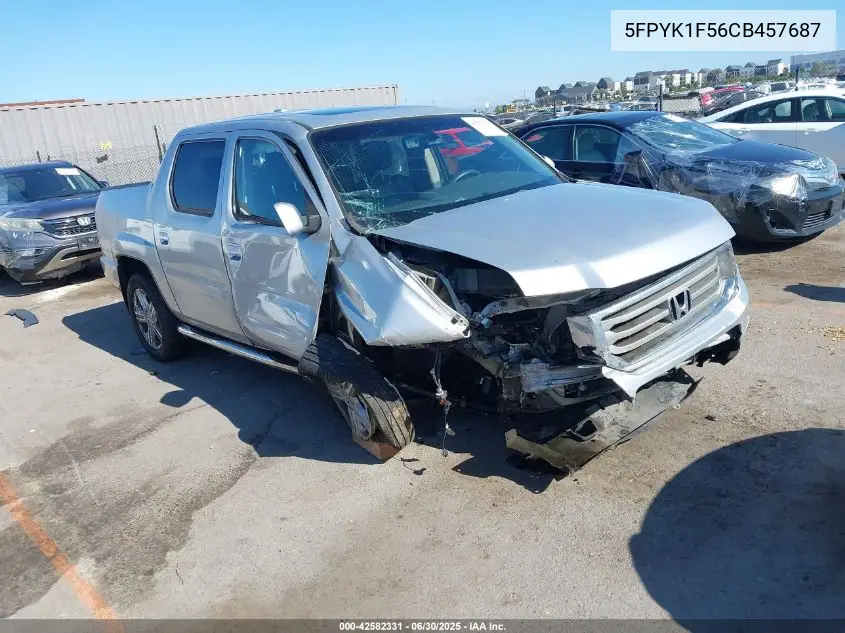 2012 Honda Ridgeline Rtl VIN: 5FPYK1F56CB457687 Lot: 42582331