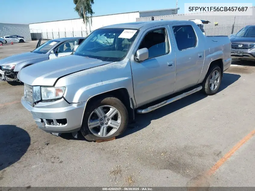 2012 Honda Ridgeline Rtl VIN: 5FPYK1F56CB457687 Lot: 42582331