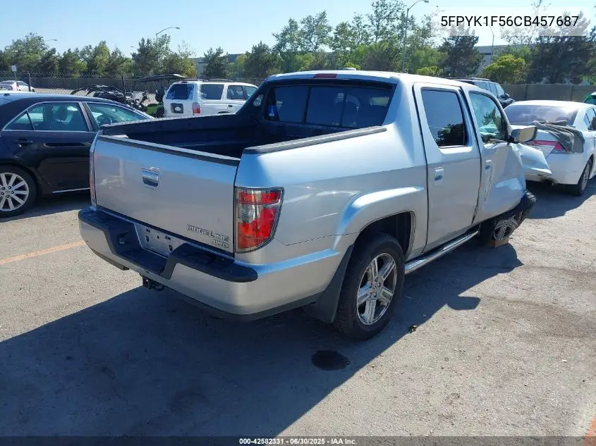 2012 Honda Ridgeline Rtl VIN: 5FPYK1F56CB457687 Lot: 42582331