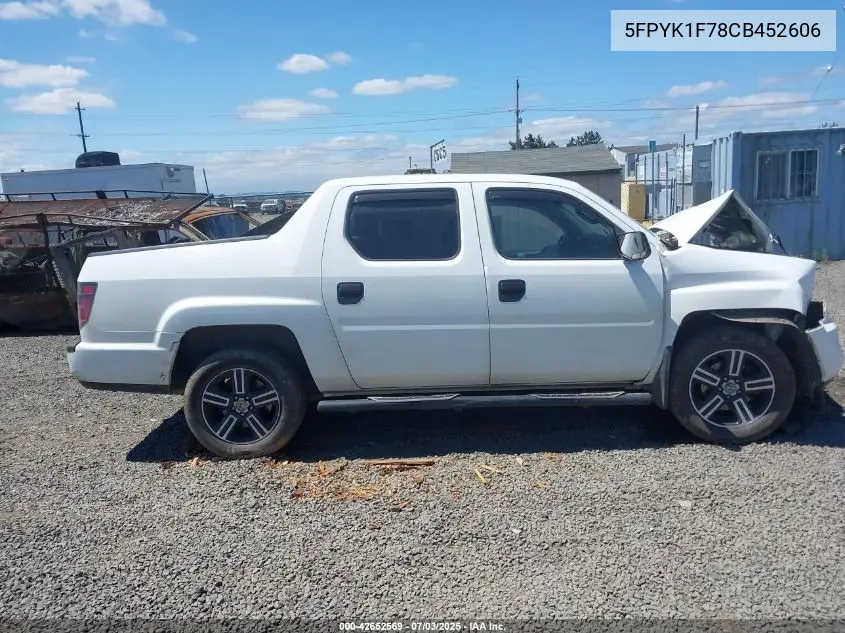2012 Honda Ridgeline Sport VIN: 5FPYK1F78CB452606 Lot: 42652569