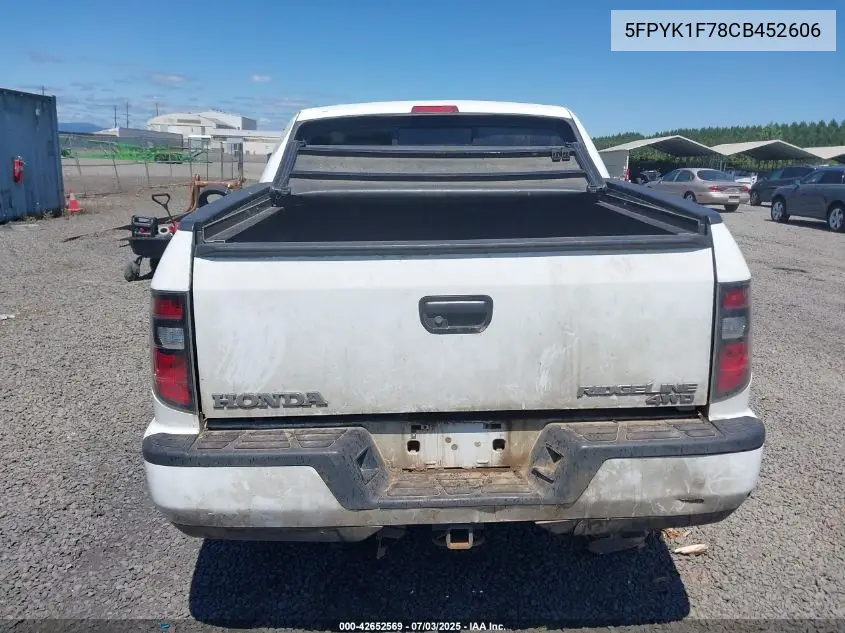 2012 Honda Ridgeline Sport VIN: 5FPYK1F78CB452606 Lot: 42652569