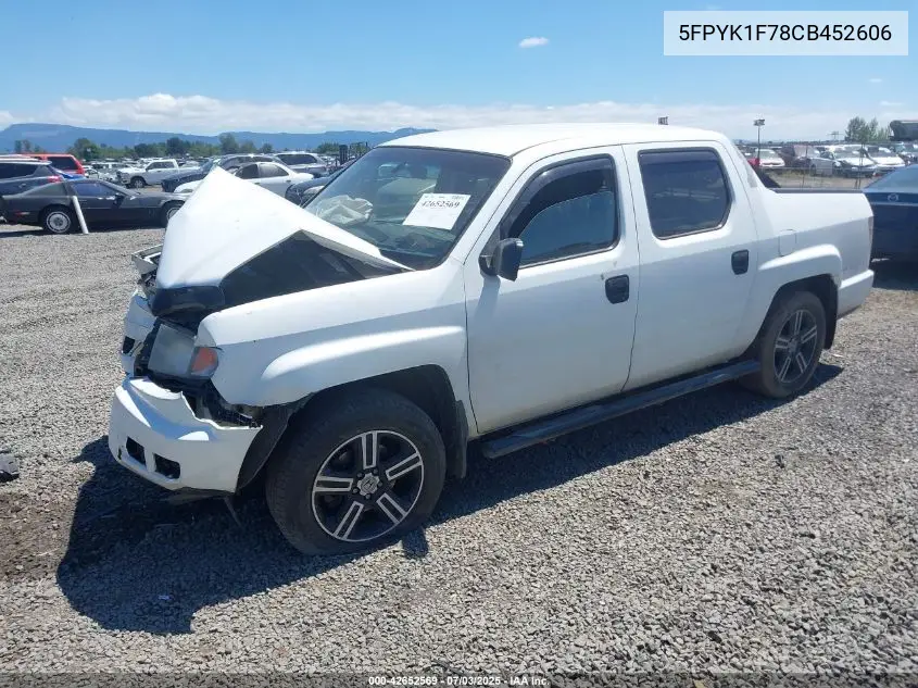 2012 Honda Ridgeline Sport VIN: 5FPYK1F78CB452606 Lot: 42652569