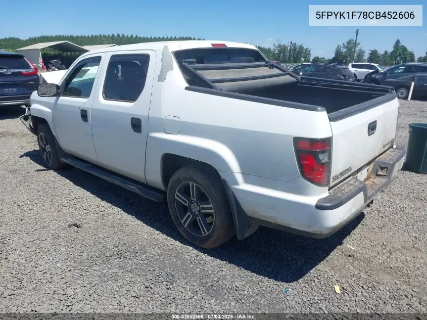 2012 Honda Ridgeline Sport VIN: 5FPYK1F78CB452606 Lot: 42652569