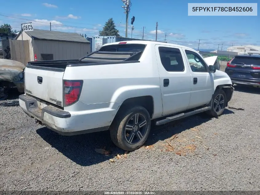 2012 Honda Ridgeline Sport VIN: 5FPYK1F78CB452606 Lot: 42652569