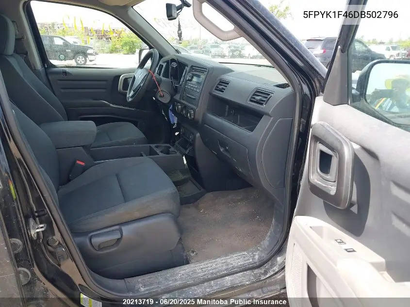2013 Honda Ridgeline Rts VIN: 5FPYK1F46DB502796 Lot: 20213719