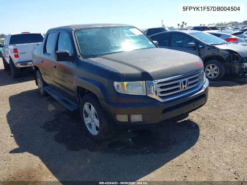 2013 Honda Ridgeline Rtl VIN: 5FPYK1F57DB004504 Lot: 42243423