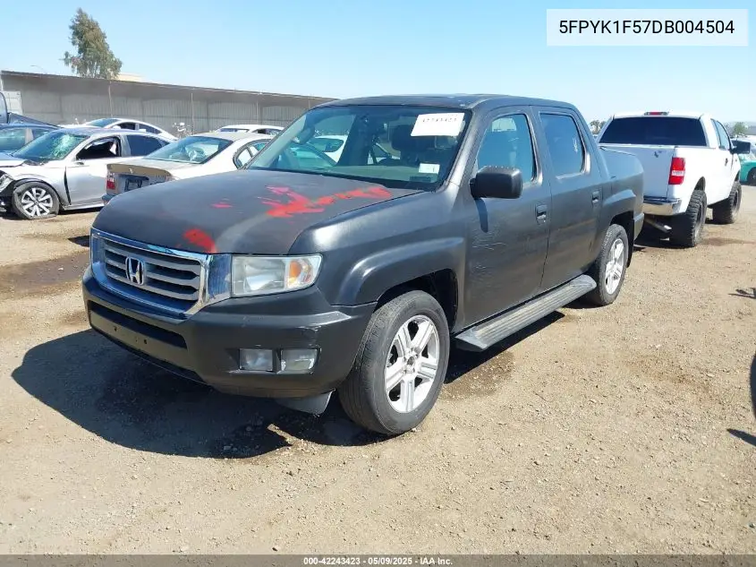 2013 Honda Ridgeline Rtl VIN: 5FPYK1F57DB004504 Lot: 42243423