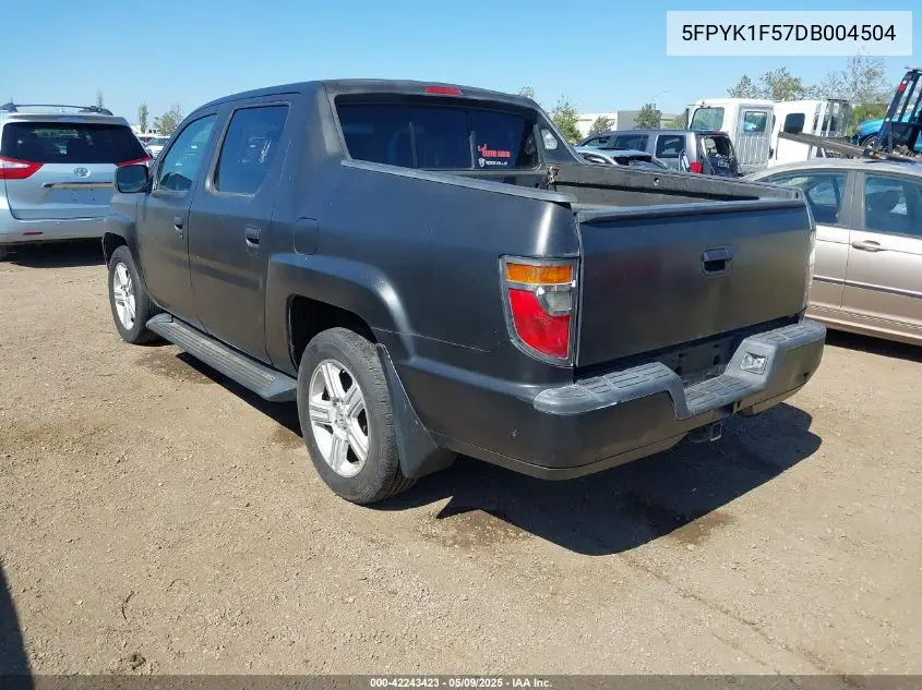 2013 Honda Ridgeline Rtl VIN: 5FPYK1F57DB004504 Lot: 42243423