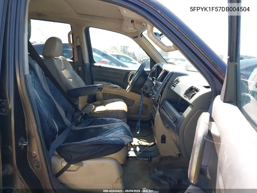 2013 Honda Ridgeline Rtl VIN: 5FPYK1F57DB004504 Lot: 42243423