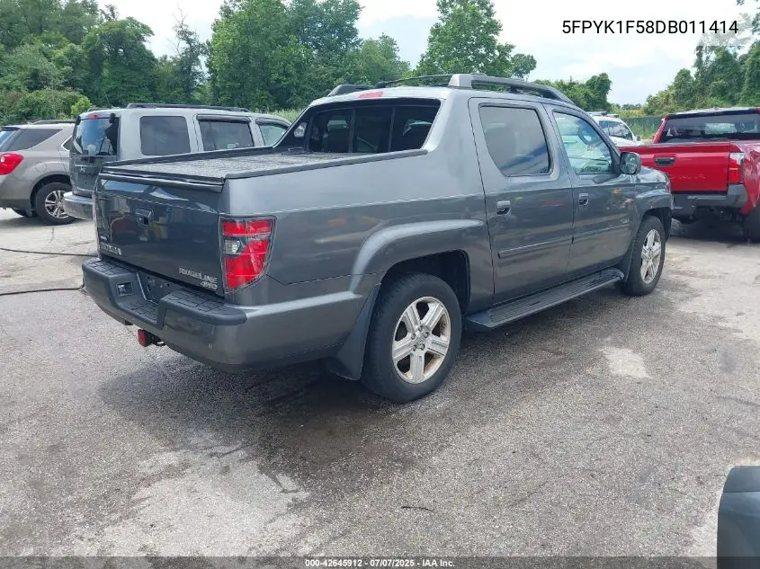 2013 Honda Ridgeline Rtl VIN: 5FPYK1F58DB011414 Lot: 42645912