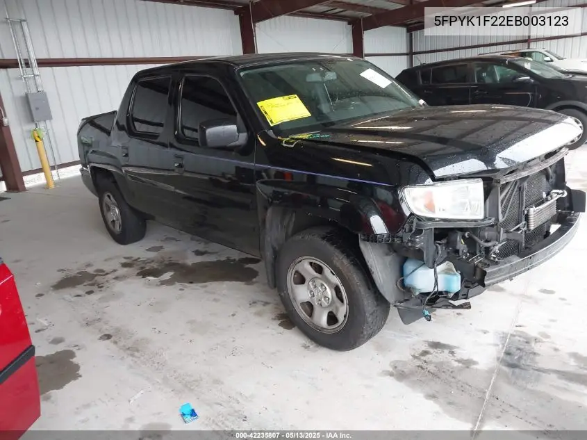 2014 Honda Ridgeline Rt VIN: 5FPYK1F22EB003123 Lot: 42235807