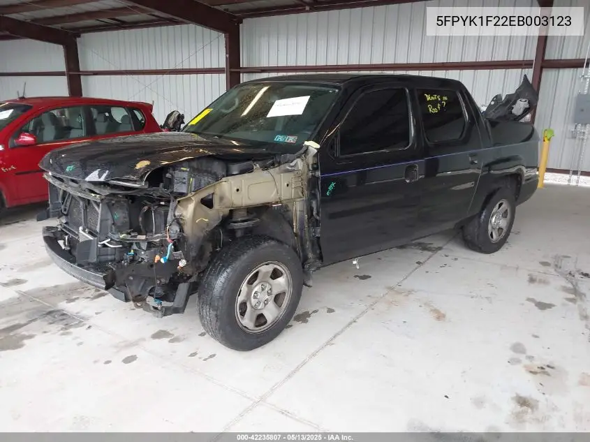 2014 Honda Ridgeline Rt VIN: 5FPYK1F22EB003123 Lot: 42235807