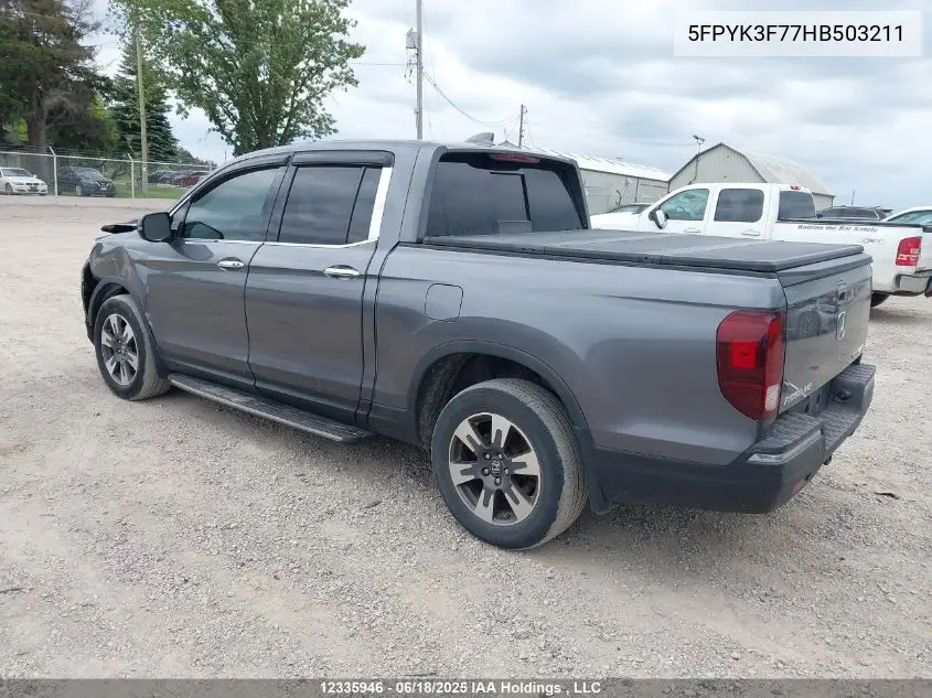2017 Honda Ridgeline VIN: 5FPYK3F77HB503211 Lot: 12335946