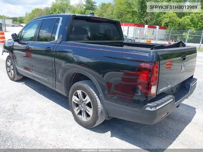 2017 Honda Ridgeline Rtl VIN: 5FPYK3F51HB013989 Lot: 42206513