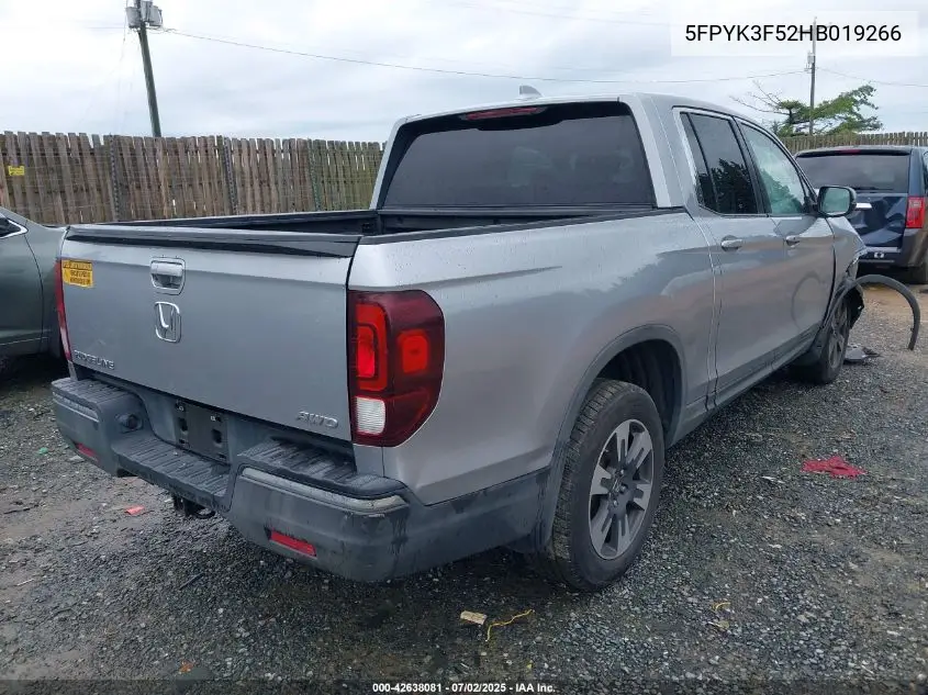 2017 Honda Ridgeline Rtl VIN: 5FPYK3F52HB019266 Lot: 42638081