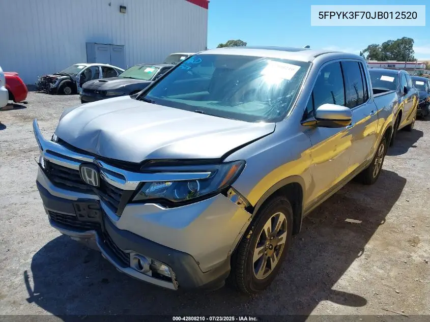 2018 Honda Ridgeline Rtl-E VIN: 5FPYK3F70JB012520 Lot: 42808210