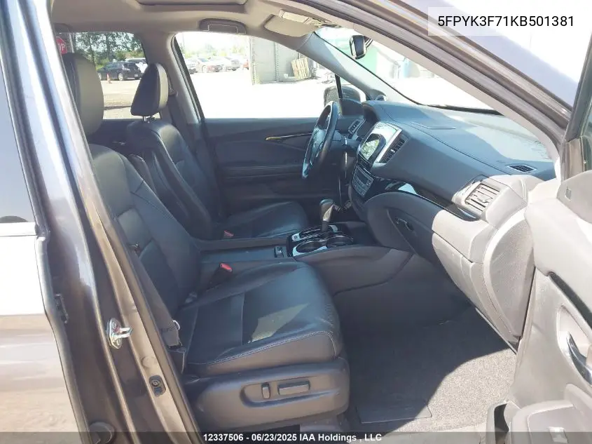 2019 Honda Ridgeline Rtl VIN: 5FPYK3F71KB501381 Lot: 12337506