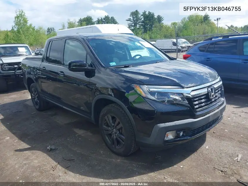 2019 Honda Ridgeline Sport VIN: 5FPYK3F13KB046755 Lot: 42178542