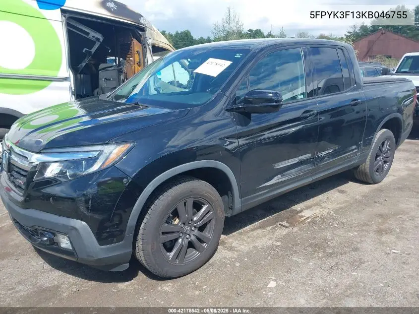 2019 Honda Ridgeline Sport VIN: 5FPYK3F13KB046755 Lot: 42178542