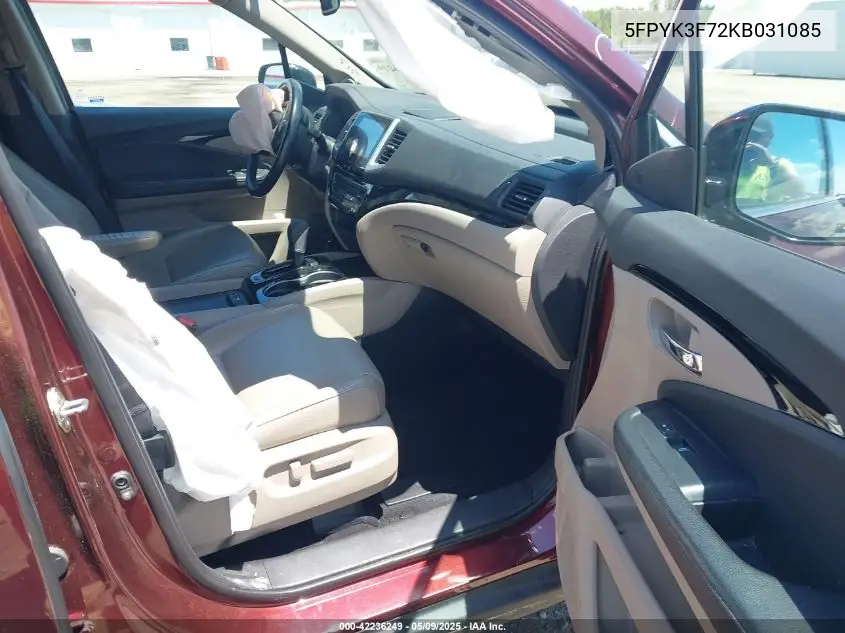 2019 Honda Ridgeline Rtl-E VIN: 5FPYK3F72KB031085 Lot: 42236249